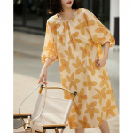 Moodne avara prindiga kleit naistele 2023 L&uuml;hikeste varrukatega suvekleidid &Otilde;htukleit Lillelised kleidid nahast v&ouml;&ouml;ga 25953 M kollane