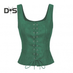 Lady Vest pitsrihm Renaissance Vinatge Square Kael Varrukateta Keskaegne Slim Fit &uuml;hev&auml;rviline Halloween Cosplay Performance Top XL kohv