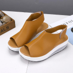 Shake Shoes Naiste sandaalid Suvised Paks Tald Velcro K&auml;snkook Veekindel platvorm Kalasuu Suured Sandaalid 37 pruun