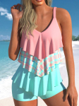 2024. aasta uus suvine naiste tavaline Tankini rannakomplekt Monokini ujumisriided ujumisriided, kaheosalised ujumisriided, moeprint Tankin XXL roosa