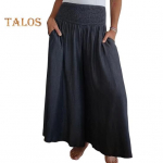 Naiste p&uuml;ksid elastsed k&otilde;rge v&ouml;&ouml;kohaga &uuml;lisuured laia s&auml;&auml;rega p&uuml;ksid taskutega, &uuml;hev&auml;rvilised lahtised salongip&uuml;ksid igap&auml;evaseks kandmiseks L must hall v&auml;rv