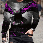 Fashion Eagle 3D digiprintimine Meeste vabaaja mugavad pikkade varrukatega T-s&auml;rk s&uuml;gisene meeste mustriga riided Topid meeste kingitused S