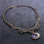 Natural Chevron Amethyst Gemstone Copper Wire Wrap Jewelry Necklace 18 v1k68