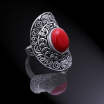 Natural Red Coral Gemstone Handmade 925 Sterling Silver Ring Size 8.75 m4k89