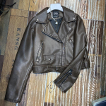 Naiste pluss suuruses retro jakk biker pesuga jakk l&uuml;hike jakk M kohv