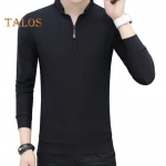 Kevads&uuml;gisene meeste s&auml;rk, pikkade varrukatega, poolt&otilde;mblukuga, &otilde;huke istuvus, aluskrae, puhast v&auml;rvi keskmise pikkusega pullover, igap&auml;evaseks kandmiseks &auml;rikontori topp L must