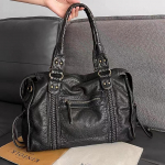 Vintage Suure Mahutavusega Naiste K&auml;ekott Pehmest PU Nahast T&otilde;mblukuga Kott Retro Pesitud Nahast &Otilde;la- v&otilde;i Crossbody Kotid Kvaliteetne Punk Kott 38x16x29 cm