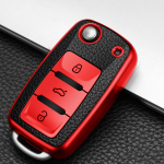 KIQI TPU nahast auto v&otilde;tme&uuml;mbrise kate Volkswagen VW Golf 4 5 6 Jetta Polo Passat Skoda Superb Octavia Fabia Seat Ibiza Leon jaoks punane