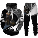 Uus Meeste retro Knight Templar Armour Hoodie 3D Prinditud Meeste Hoodid Vabaaja spordir&otilde;ivad spordip&uuml;ksid Kaheosaline komplekt &Uuml;likond L