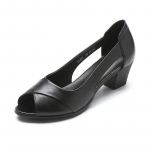 Paksu kontsaga pehmed nahast sandaalid naistele suvised &uuml;hev&auml;rvilised keskmise kontsaga &otilde;&otilde;nes pehme tallaga libisemisvastased mugavad hingavad avatud varbaga kalasuujalatsid 39 must