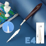 Erikujulise mahagonist k&auml;epidemega roostevabast terasest spaatlikomplekti paleti gua&scaron;&scaron; 1.5x7.5cm