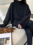 S&uuml;gistalvine vintage soe silmkoeline kampsun Naiste k&otilde;rge kaelusega Korea moodne pullover Uus vaba aluskujundus vabaaja t&auml;navar&otilde;ivaste topid S beež