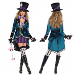 Halloweeni Alice Imedemaal Kost&uuml;&uuml;mid Naised Mustkunstnik Cosplay T&uuml;drukud Printsessi Arvamine Maagia Cosplay Naissoost Mantel XL