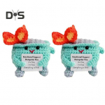 2 tk positiivse heegeldatud leegi pr&uuml;gikonteiner koos julgustava kaardi emotsionaalse toega K&auml;sitsi valmistatud kudumine pr&uuml;gikasti nuku kaunistus sinine