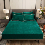 Peene flanelliga lina, talvine soe korallifliisist madratsikaitse, pehme hingav voodikate ilma padjap&uuml;&uuml;rita Bed sheet (220x200x25cm) roheline
