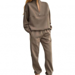 2 tk/komplekt naiste top p&uuml;kste komplekt poolt&otilde;mblukuga k&otilde;rge kaelusega pikkade varrukatega, paksendatud S must