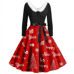 Naiste vintage pikkade varrukatega j&otilde;ulutr&uuml;kk 1950. aastate koduperenaise &otilde;htupeokleit XL must