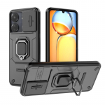 Xiaomi Poco C65 Case Armour Slide Camera objektiivi kaitse telefoni &uuml;mbris jaoks Poko Little C65 C 65 PocoC65 4G r&otilde;ngasaluse tagakaas For Poco C65 must