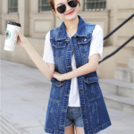 Naiste vintage suures suuruses teksariidest rebitud pestud teksariidest vest kontorisse 2XL