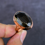 Smoky Topaz Gemstone Handmade Copper Jewelry Ring Size 8 z3p32