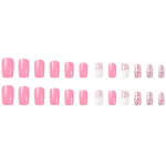 24 t&uuml;kki L&uuml;hikesed kunstk&uuml;&uuml;ned, peale surutavad k&uuml;&uuml;ned Glitter manik&uuml;&uuml;r k&uuml;&uuml;neplaastrid 10ml One Size roosa