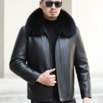 Talvine uus paksendatud nahast sulejope Meeste nahkne nahkjakk kampsun krae lambanahkne jakk meeste jope M