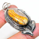 Natural Bumble Bee Jasper Gemstone 925 Sterling Silver Pendant 2.68 g5w46