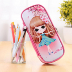 Kawaii Girl Design Schooli pliiatsi&uuml;mbris, suure mahutavusega pliiatsikott, PU nahast lastele m&otilde;eldud pliiatsikarp roosa