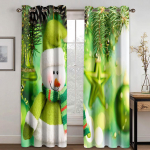 J&otilde;ulukaunistuste kardin 3D multifilm J&otilde;uluvana j&otilde;ulupuu pol&uuml;esterriidest kardin lumememme muster pidulik atmosf&auml;&auml;r W132cm x H160cm&Hook