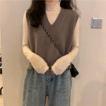 Naiste kampsun vest Solid Vintage vabaaja kevade V-kaelusega disain varrukateta vest elegantsed vestid S