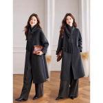 Eemaldatava tutiga sall Kahepoolne villane mantel Naiste temperamendiga p&otilde;lvedeni trendikas lahtine villane pealisr&otilde;ivas M pruun