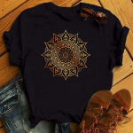 Maycaur New Mandala lilledega tr&uuml;kitud T-s&auml;rk Naiste vabaaja mood T-s&auml;rk avara l&uuml;hikeste varrukatega 90ndate t&uuml;drukute esteetika must t-s&auml;rk topp S