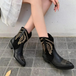 Mood naiste &uuml;hekordsed saapad Talvised Uued teravatipulised tikandid Totem T&otilde;mblukk Western Cowboy Comfort Booster Square Heel Moesaapad 35 must