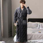 Paks kolmekihiline soe talvehommikumantel meeste pehme flanellist tepitud pikk kimono vannimantel Meeste hommikumantel meeste korallifliisist hommikumantel 3XL
