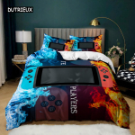 M&auml;ngude tekikoti komplekt Moodne Must M&auml;ngur Videom&auml;ngukontrolleri Voodipesu komplekt Konsooli Toimingunupp Queen King Pol&uuml;ester Tekikate 150x200cm 3pcs