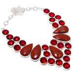 Red Snakeskin, Garnet Handmade 925 Sterling Silver Jewelry Necklace 18 i7z00