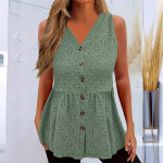 JKASHDK Naiste mood vabaaja suvekevadine &uuml;hev&auml;rviline printimine Varrukateta V-kaelusega pluusid ja s&auml;rgid S