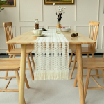 Bohemian lauajooksjad, maal&auml;hedane linane, Boho lauajooksjad, punutud triibulised, k&auml;sitsi valmistatud lauajooksjad tutiga pulmadeks, &otilde;htus&ouml;&ouml;giks Other&30x120cm