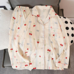 Armas kirsililledega kikilips, 2-osaline naiste pidžaamakomplekt, n&ouml;&ouml;biga V-kaelusega disain naiste magamisriided, uus multifilm Kawaii koduriided M