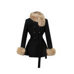 2025 Talv Prantsuse Vintage Elegantne Villane Mantel Naine Must &Scaron;ikk Sall-Keep + Retro Vaba L&otilde;ikega Trench-mantel Naiselik V&ouml;&ouml; Korea Moedisaini R&otilde;ivad S must