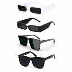 Sheomy Unisex Combo pakkumine 4 tooni prillidega Black Candy MC stan Rectangle Retro Vintage kitsad p&auml;ikeseprillid naistele::Men Combo pakkumine 4 tk
