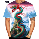 Dragon Muay Thai T-s&auml;rk Kick Boxing 3D-tr&uuml;kk Vintage Treening UV-kaitse Kiiresti kuivav Meeste Naiste Unisex L&uuml;hikeste varrukatega &Uuml;mmarguse kaelusega MMA Segav&otilde;itluskunst XS