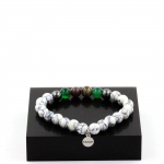 Pierres et Min&eacute;raux. Bracelet Perles Rubis de Mogok, Birmanie, Myanmar + Agate verte + Fabriqu&eacute; en France.