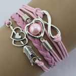Naiste 8-s&otilde;naline s&uuml;mboliga punutud mitmekihiline armastuss&uuml;dametornid Faux Pearl k&auml;ev&otilde;ru 1pc valge