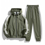 Kevad S&uuml;gis Meeste Jakk 2 tk Komplekt T&otilde;mblukuga Triibuline Treening&uuml;likond Kapuutsiga Suur Suurus Streetwear Spordir&otilde;ivad Mehelik Pikkade Varrukatega 5XL roheline