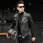 Kevad S&uuml;gis Meeste L&uuml;hike Lahe Must Nahast Biker Jakk Meeste Lukuga Pikkade Varrukatega V&ouml;&ouml;ga Pluss Suurus Nahkjakid S must