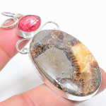 Septerian Stone, Garnet 925 Sterling Silver Jewelry Pendant 2.76 v2c67