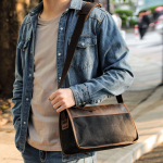 Vabaaja ehtsast nahast meeste kott Crossbody kott Senior Sense Messenger Bag Mood Crossbody Head Layer veisenahast meeste kott must