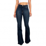 Naiste kellap&otilde;hjalised teksad k&otilde;rge v&ouml;&ouml;kohaga laienevad teksad venivad bootcut teksad XL tumesinine v&auml;rv