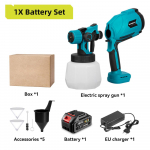 NEWBENY 1000ML juhtmeta elektriline v&auml;rvipihusti pihustusp&uuml;stol kaasaskantav v&auml;rvipihusti autom&ouml;&ouml;bli teraskattega &otilde;hupintsel Makita 18V akule 1 Battery-EU